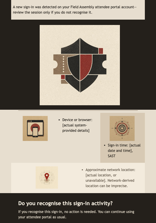 New Attendee Portal Sign-In Alert email design preview