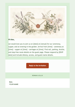 Garden Ceremony Invitation email design preview