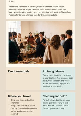Tomorrow's Conference Details email design preview