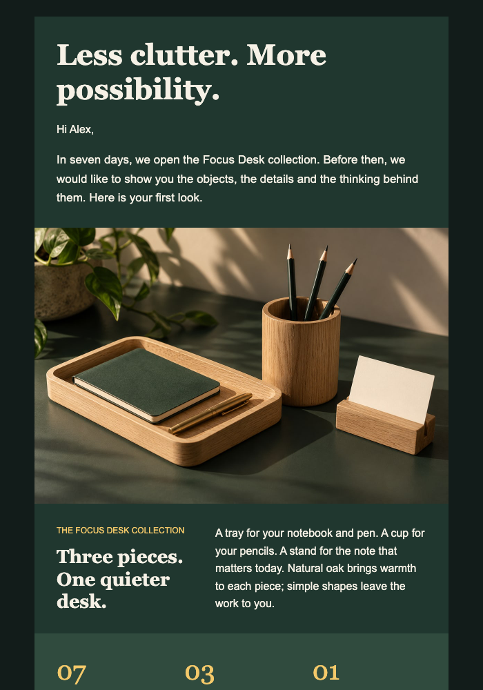 Launch Countdown Series email design preview