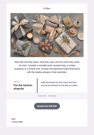 Gifts They Will Actually Wear — Fashion Boutiques email design preview