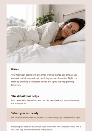Your Seven-Night Wind-Down Plan email design preview