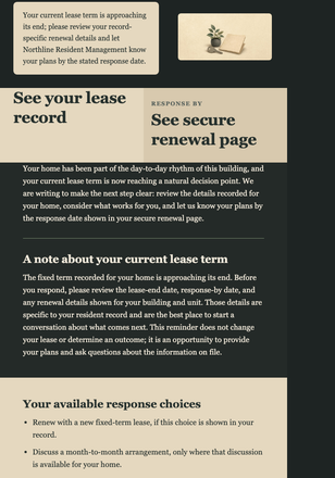 Lease Renewal Decision Notice email design preview