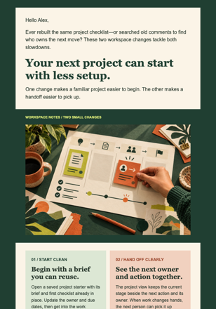 New Features Or Updates email design preview