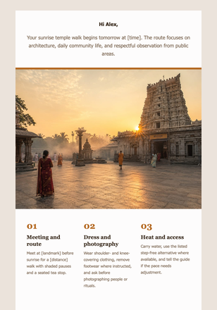 Your Sunrise Temple Walk email design preview
