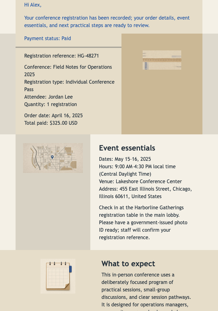 Conference Registration Receipt email design preview