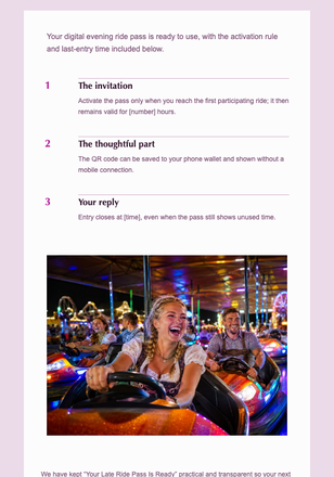 Your Late Ride Pass Is Ready email design preview