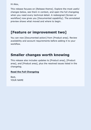 Product Changelog Digest email design preview