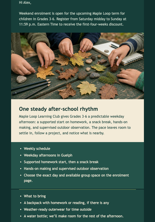 Weekend After-School Sale email design preview