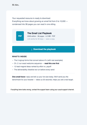 Lead Magnet Delivery email design preview