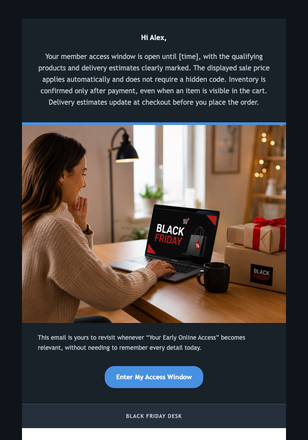 Your Early Online Access email design preview