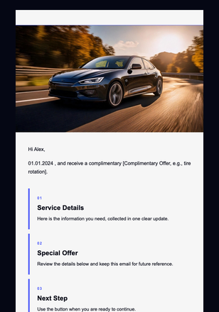 Service Reminder Template email design preview