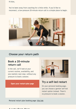 Friday Reset Check-In email design preview