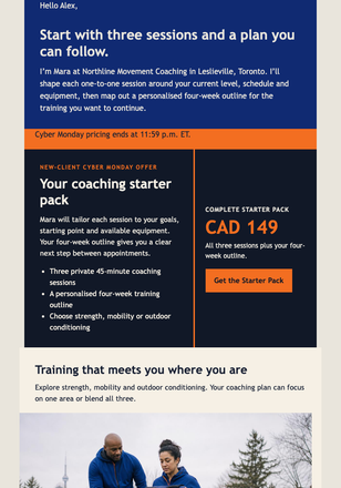 Cyber Monday Training Starter Pack email design preview