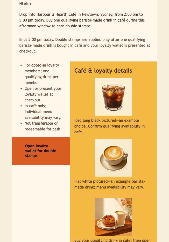 Afternoon Double Stamps email design preview