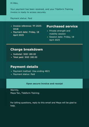Training Payment Receipt email design preview