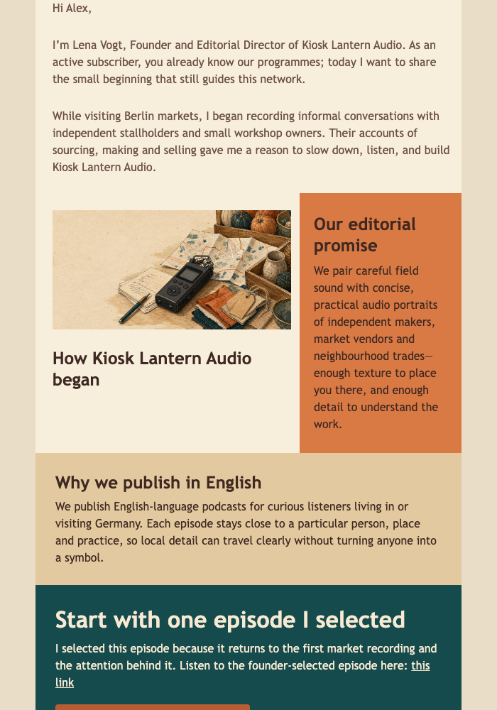 Founder’s Market Notes email design preview