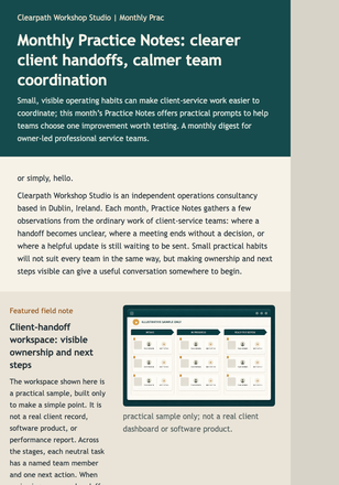 Monthly Practice Notes email design preview