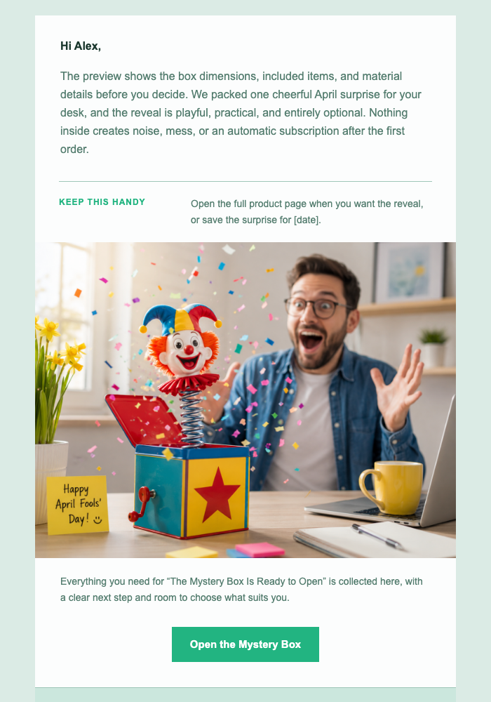 The Mystery Box Is Ready to Open email design preview
