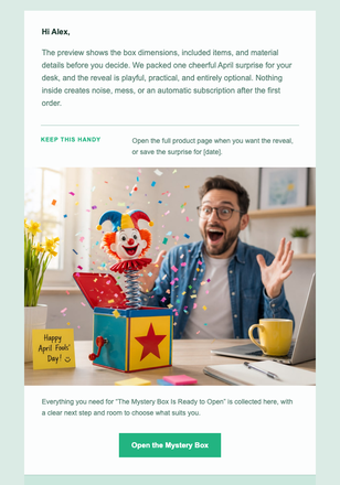 The Mystery Box Is Ready to Open email design preview