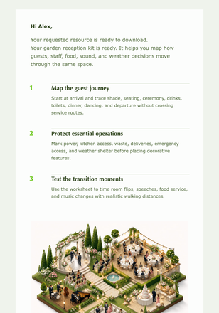 Design Your Garden Reception email design preview