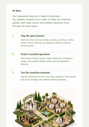 Design Your Garden Reception email design preview