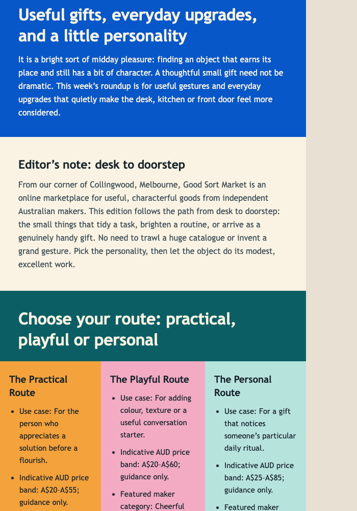 Useful Things Parade email design preview