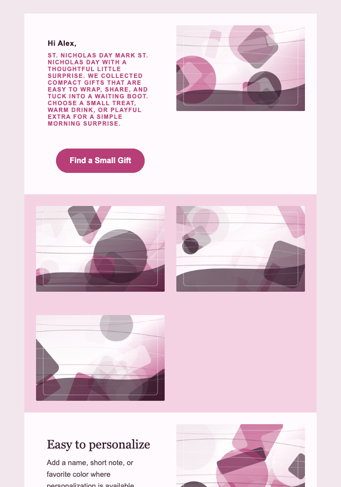 St. Nicholas Small Gift email design preview