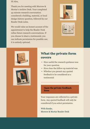 Archive Desk Feedback email design preview