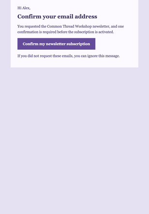 Community Bulletin Opt-In Confirmation email design preview
