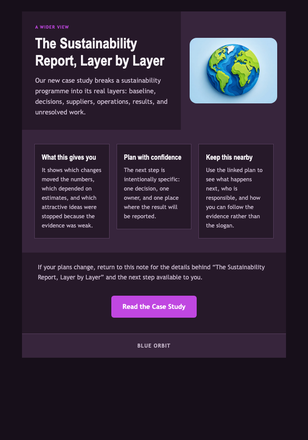 The Sustainability Report, Layer by Layer email design preview