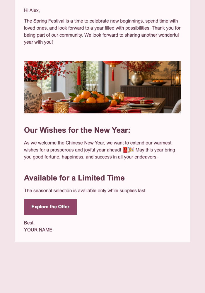 Chinese New Year Greetings email design preview