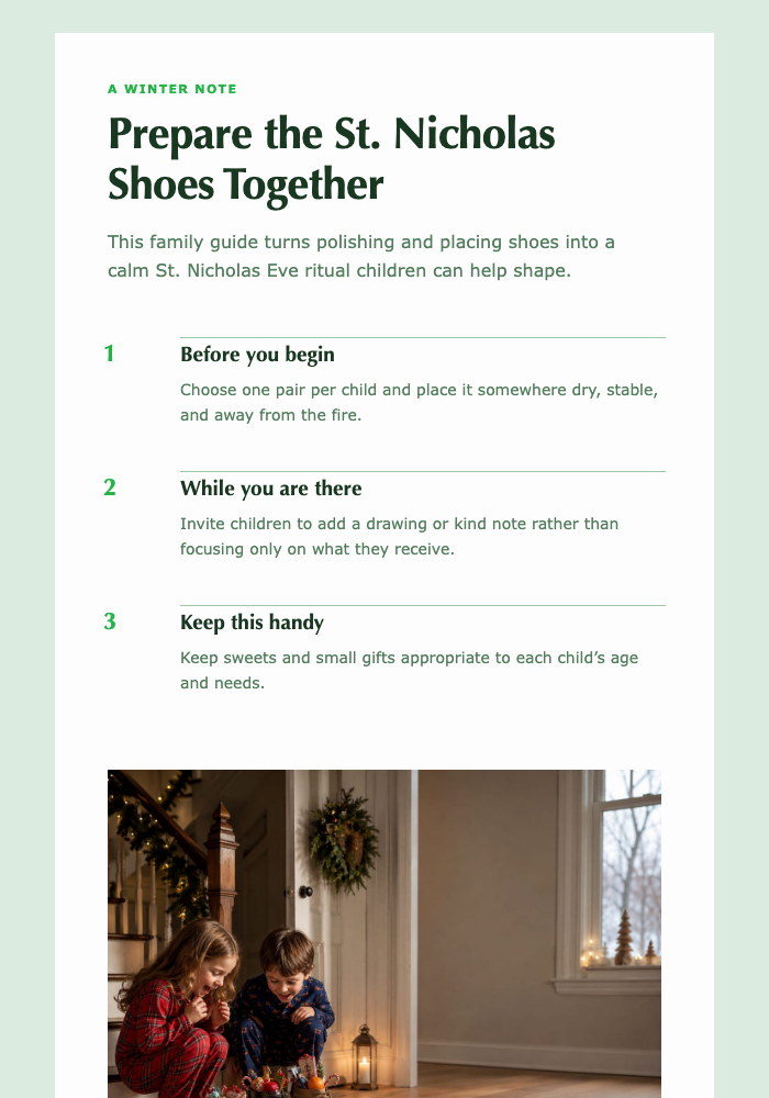 Prepare the St. Nicholas Shoes Together email design preview