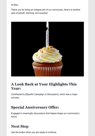Anniversary Celebration email design preview