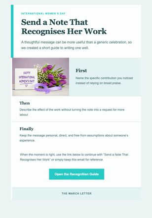 Send a Note That Recognises Her Work email design preview