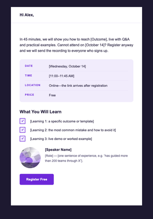 Webinar Invitation email design preview