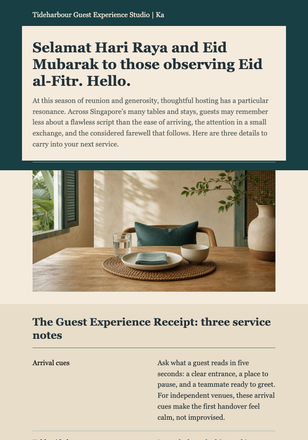 Eid Guest Experience Receipt email design preview