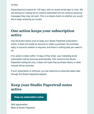 Keep Your Studio Notes Active email design preview