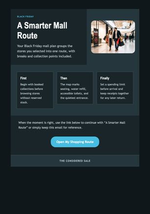 A Smarter Mall Route email design preview