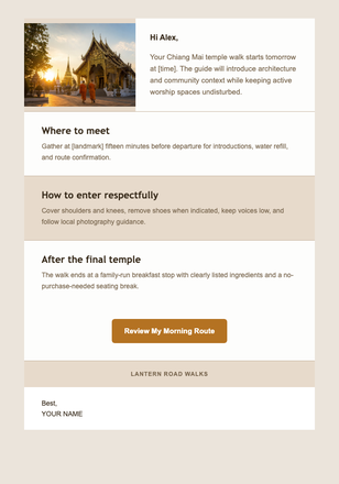 Chiang Mai Temple Morning email design preview