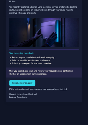 Resume Your Electrical Enquiry email design preview