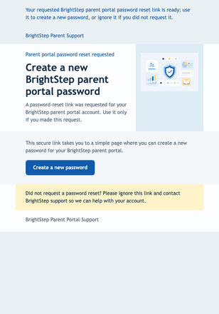 Parent Portal Password Reset email design preview