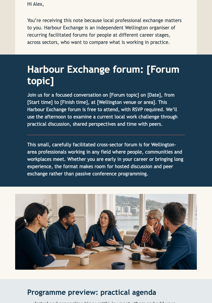 Friday Forum Invitation email design preview