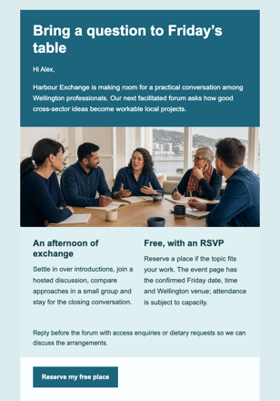 Friday Forum Invitation email design preview