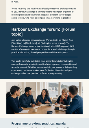 Friday Forum Invitation email design preview