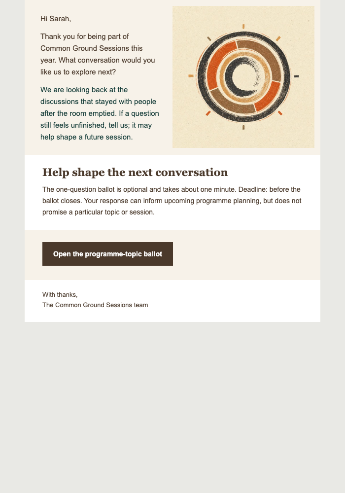 Community Year Thank-You email design preview