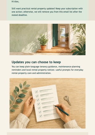 Keep Your Property Updates email design preview