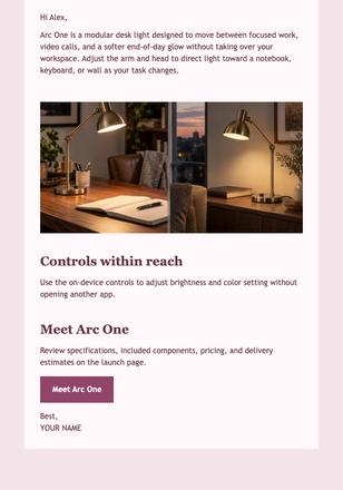 Product Launch email design preview