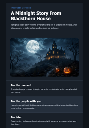 A Midnight Story From Blackthorn House email design preview