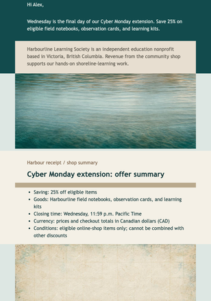 Cyber Monday Shop Extension email design preview